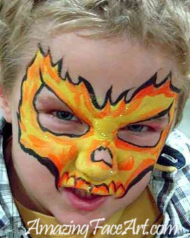 flaming skull face painting CT
