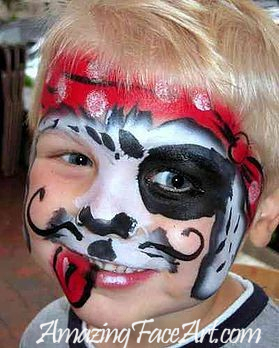 pirate puppy face painting for birthday parties