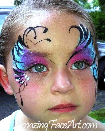 016-Pink and Blue Face Painting